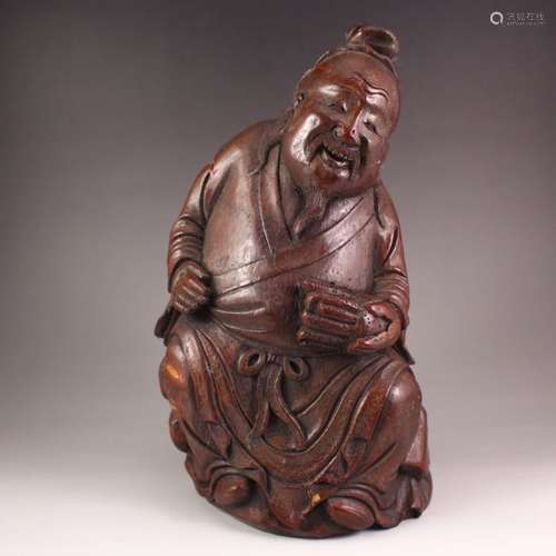 Vintage Chinese Bamboo Old Man Statue