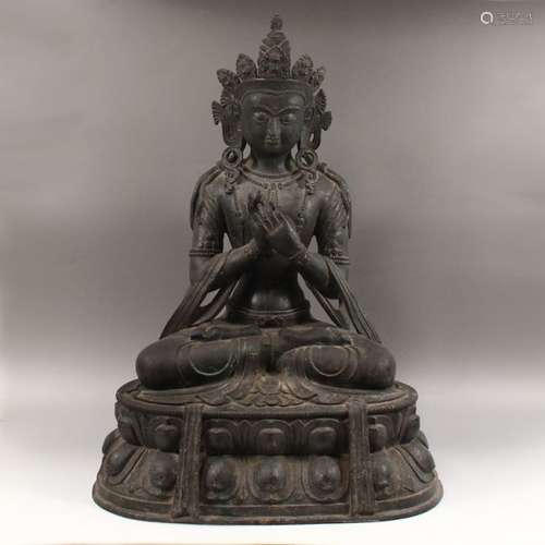 Tibetan Buddhism Red Copper Amitayus Buddha Statue