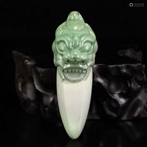 Chinese Natural Agate Beast Head Lucky Pendant