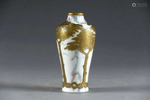 Vase Art Nouveau de Forme balustre. Verre marbré d…