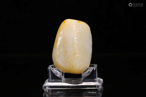 A HETIAN JADE CHARACTER STORY HANDPIECE