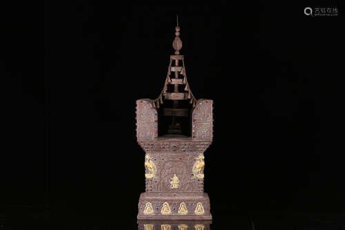 A GILT SILVER STUPA OF ASOKA