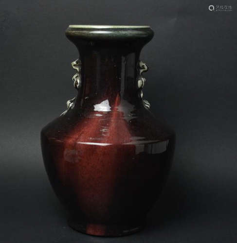 A YAOBIAN GLAZE DOUBLE-EAR VASE