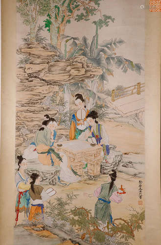 A ''XUCAO'' MARK BEAUTY&CHESS PAINTING