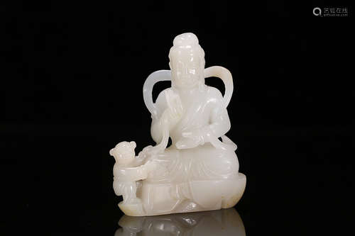 AN OLD HETIAN GUANYIN BUDDHA