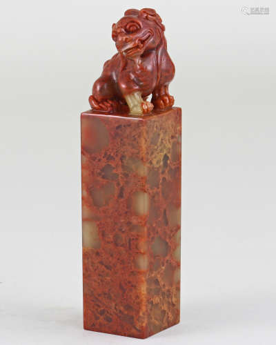 A SHOUSHAN STONE INK STAMP WITH QILIN