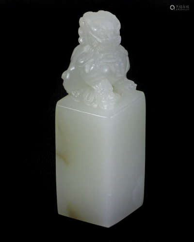 A SHOUSHAN STONE INK STAMP CARVING OF LION