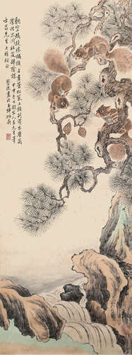 蔡铣（1871～1946） 松鼠 立轴 设色纸本