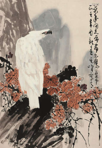 孙其峰（1920～） 1981年作 鹰 镜框 设色纸本