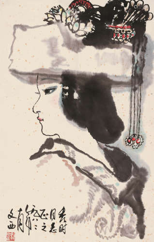 刘文西（1933） 1982年作 日本姑娘 立轴 设色纸本