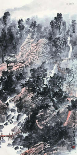 张复兴（1946～） 2010年作 青城山雨 镜片 设色纸本