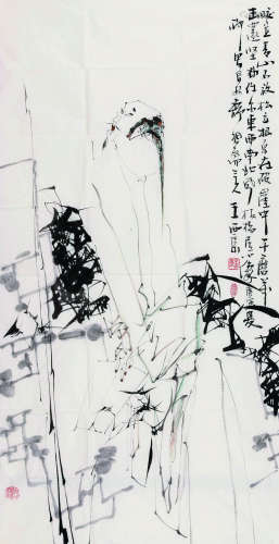 王西京（1946～） 2010年作 板桥居士小像 软片 设色纸本