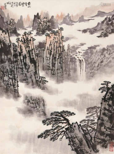 宋玉麟（1947～） 1986年作 黄山晴云图 立轴 设色纸本