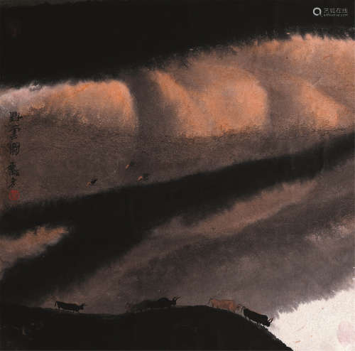贾又福（1942～） 野云图 卡纸 设色纸本