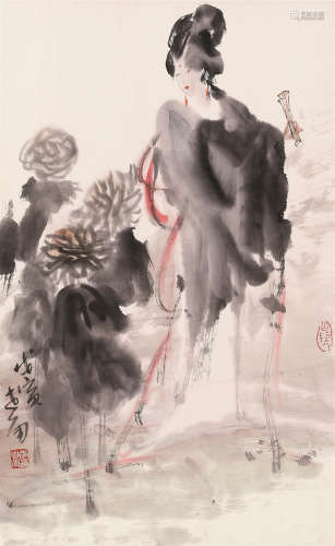 李世南（1940～？） 1998年作 仕女图 立轴 设色纸本