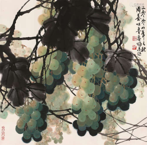 王成喜 2004年作 葡萄 立轴 设色纸本