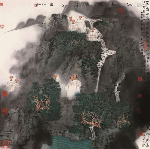 卢禹舜（1962～？） 1996年作 江上秋怀诗意图 镜框 设色纸本