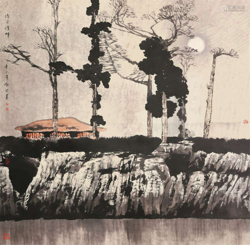 白庚延（1940～2007） 2001年作 山水 镜片 设色纸本