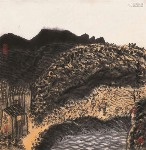 陈平（1960～？） 1988年作 山水 镜片 设色纸本