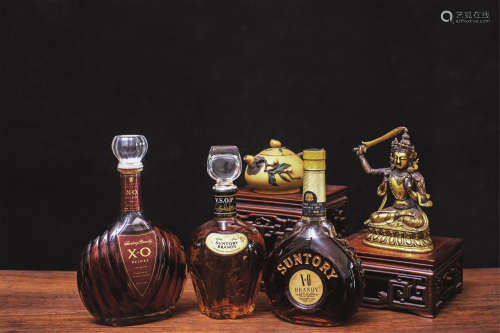 三得利80年代 日本三得利VSOP、XO白兰地一组三瓶