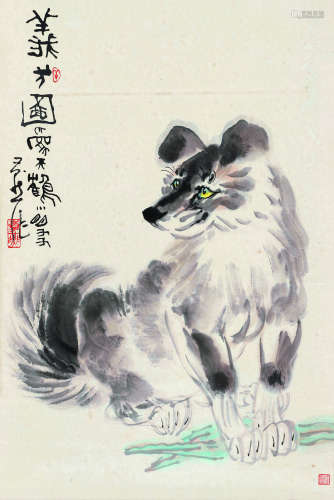 李燕（1943～？） 义犬图 立轴 设色纸本