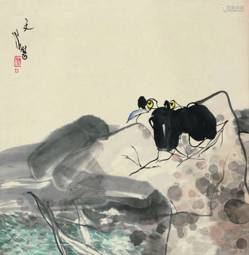 江文湛（1940～？） 花鸟 立轴 设色纸本