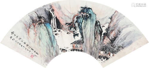 黄君璧（1898～1991） 山水 扇面 设色纸本