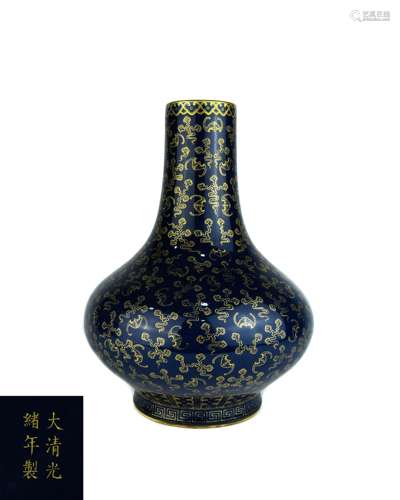 A Chinese Blue Glazed Porcelain Vase