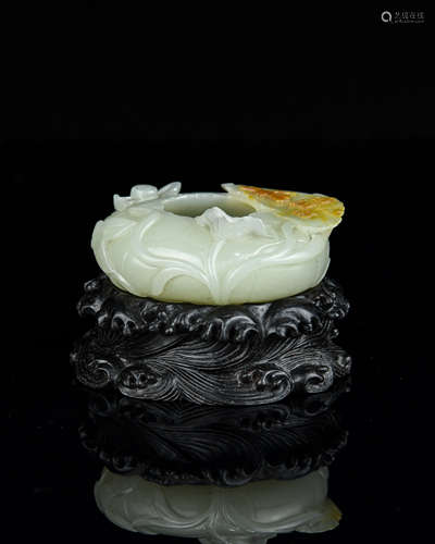 A Chinese Carved Jade Brush Washer