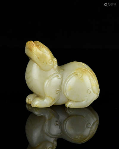 A Chinese Carved Jade Foo-Dog