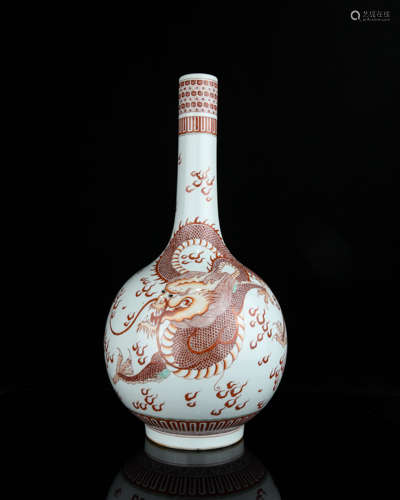 A Chinese Iron-Red Porcelain Vase