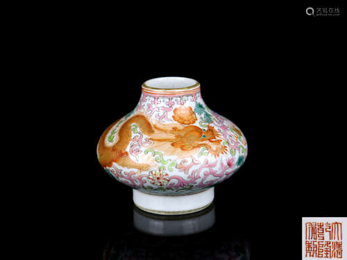 A Chinese Iron-Red Glazed Famille-Rose Porcelain Water Pot