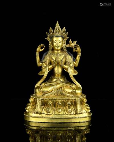 A Chinese Gilt Bronze Buddha