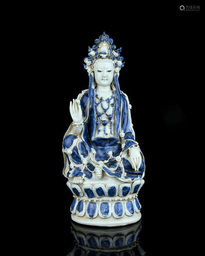 A Chinese Blue and White Porcelain Buddha