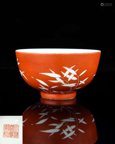 A Chinese Iron-Red Glazed Porcelain Bowl