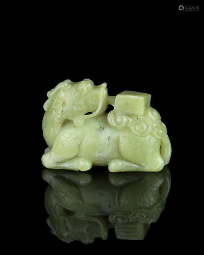 A Chinese Carved Jade Foo-Dog