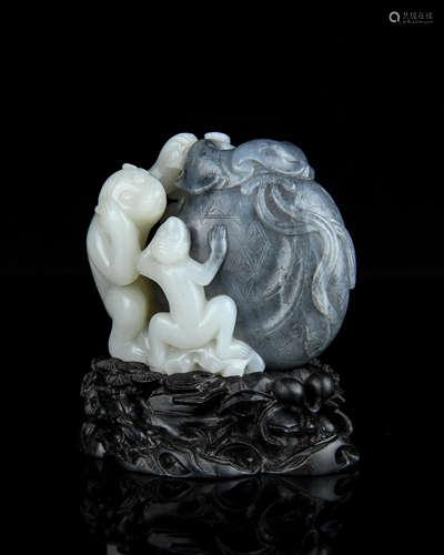 A Chinese Carved Black and White Jade Decoration