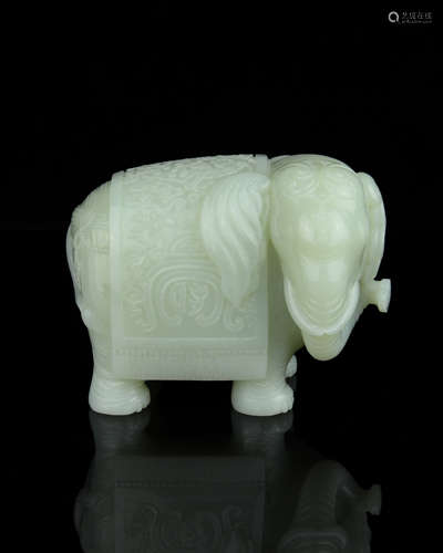 A Chinese Carved Jade Elephant