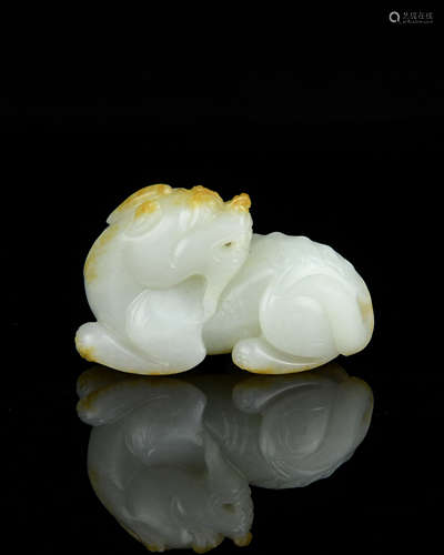 A Chinese Carved Jade Foo-Dog