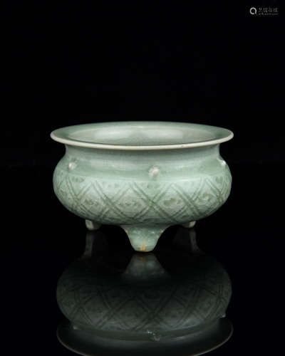 A Chinese Celadon Porcelain Incense Burner