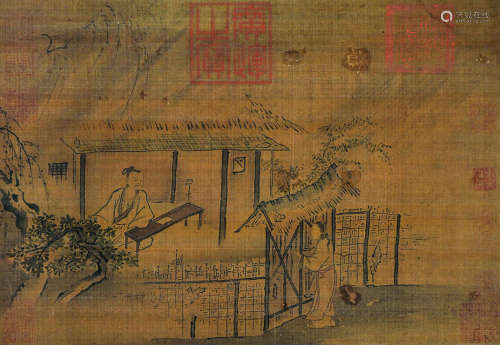佚名 唐人写意图 设色绢本立轴