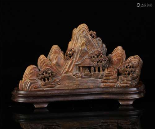 A Chinese Huanghuali Carved Brush Rest