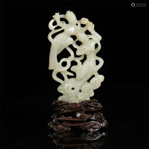 A Chinese Jade Carving of Apsaras
