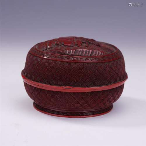 A Finely Carved Cinnabar Lacquer Box and Cover