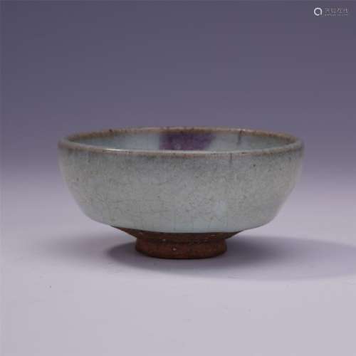 A Chinese Junyao Celdon Glazed and Purple Splashed Bowl