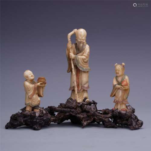 A Fine Chinese  Soapstone  Carving of Standing Scholor