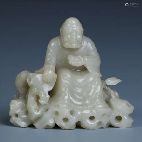 A Chinese Jade Carving of Luohan