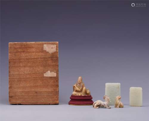 A White Jade and Soapstone Study Set