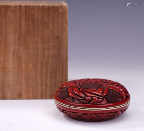 A Chinese Cinnabar Lacquer 'Flower' Box and Cover