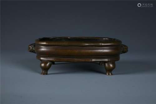 A Chinese Bronze Bamboo shaped Censer
